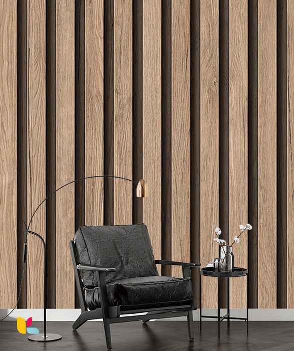 Papier Peint Effet Bardage Bois Chêne Clair – Élégance Naturelle