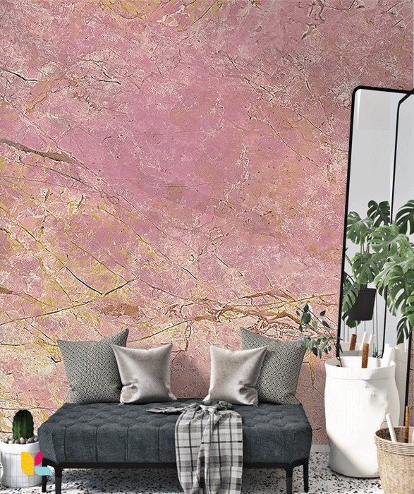 Papier Peint Effet Marbre Rose et Doré