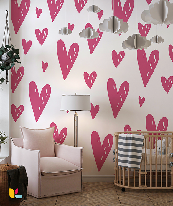 Papier Peint Cœurs Roses – Ambiance Romantique et Tendre