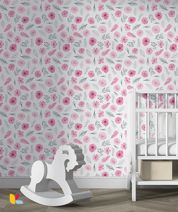 Papier Peint Floral Aquarelle – Roses et Feuillage Délicat