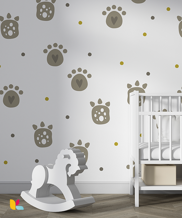 Papier Peint Empreintes de Dinosaures – Motif Doux et Ludique