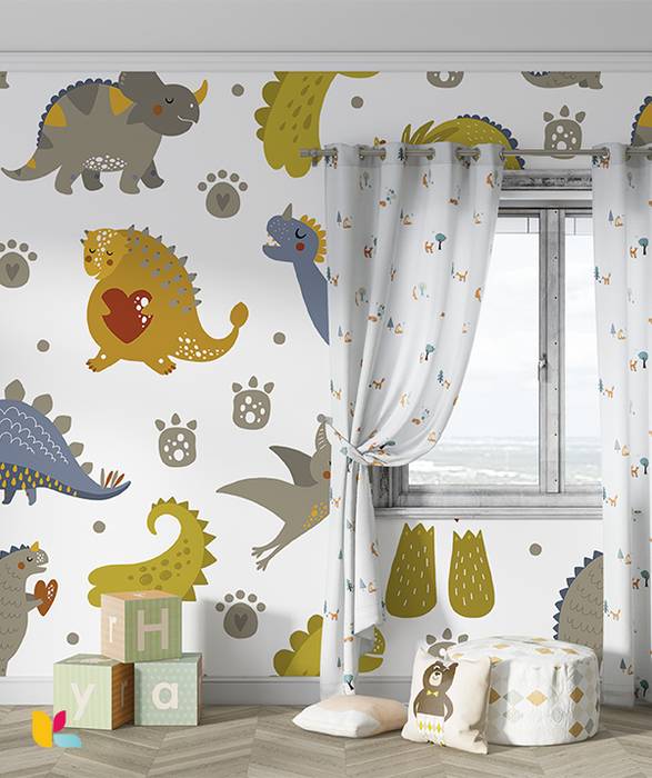 Papier Peint Dinosaure Enfant – Aventure et Douceur pour Chambre d'Enfant