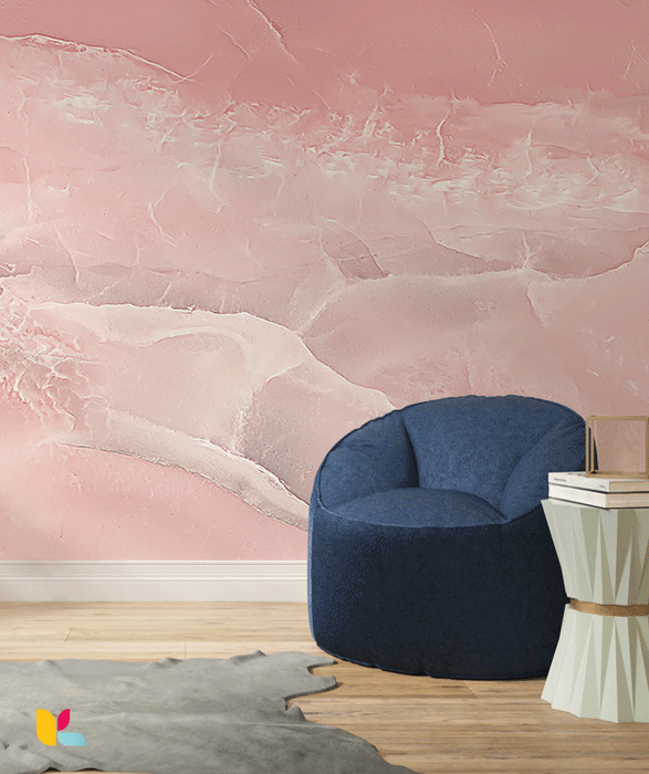 Papier Peint Effet Quartz Rose Luxueux