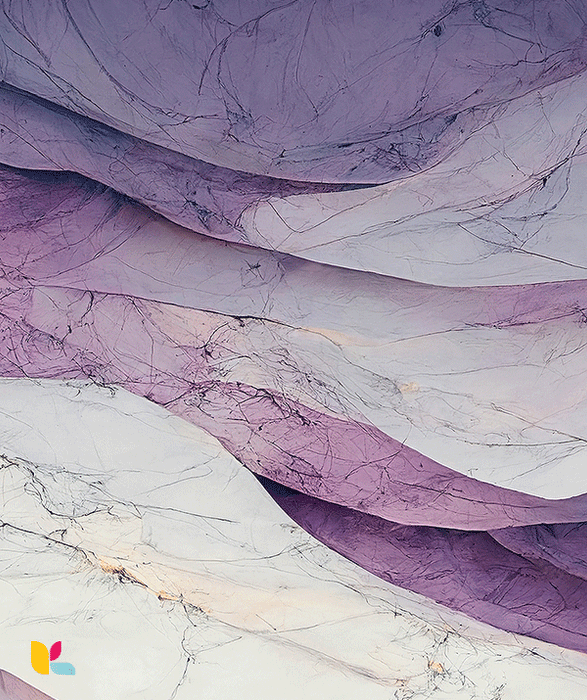 Papier Peint Abstrait avec Ondulations Violet et Blanc