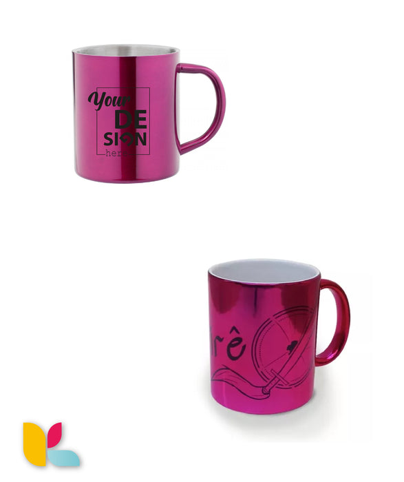 Mug métallisé rose à personnaliser