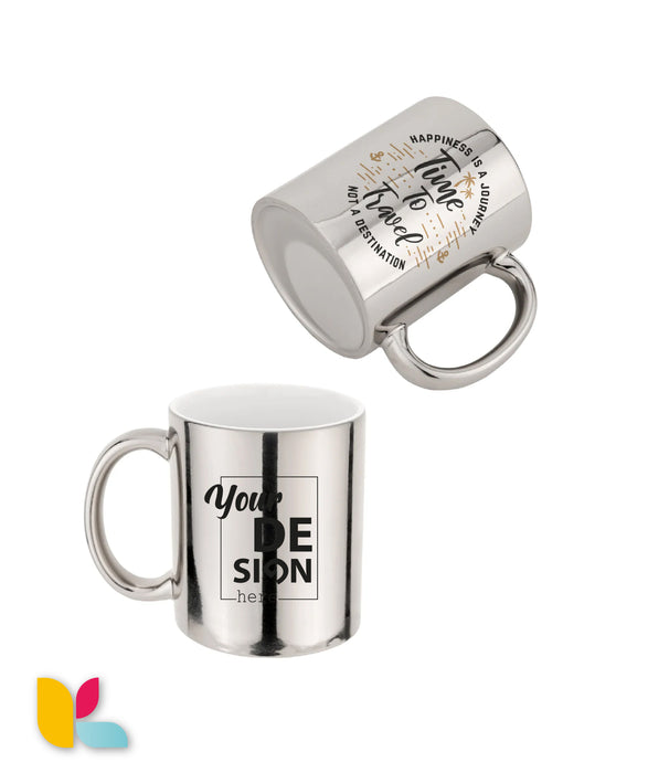 Silver metallic mug to personalize