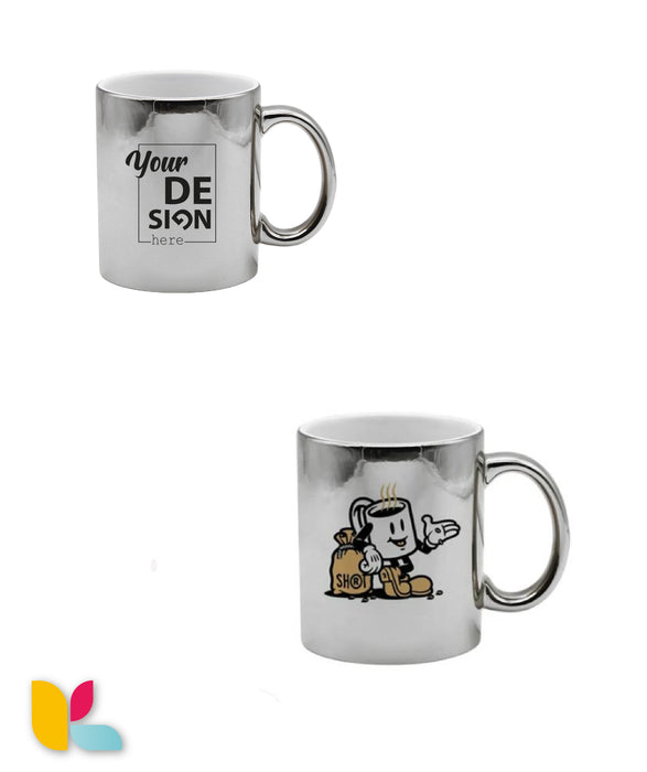 Mug métallisé argenté à personnaliser