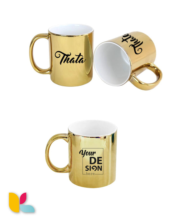 Gold metallic mug to personalize