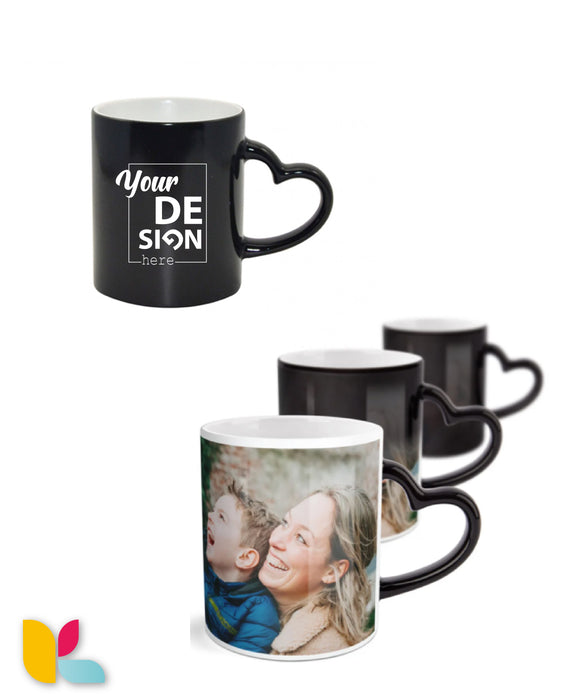 Mug magique anse cœur à personnaliser