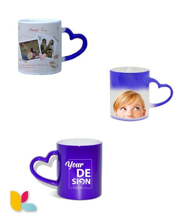 Mug magique anse cœur à personnaliser