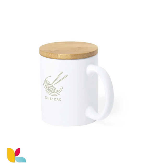 Mug with bamboo lid to personalize