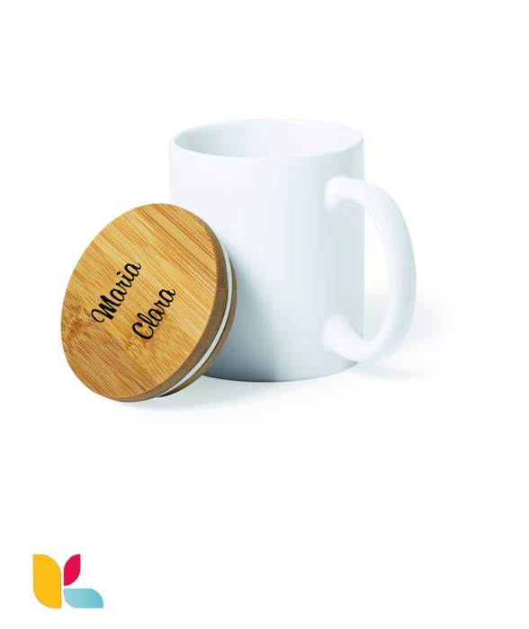 Mug with bamboo lid to personalize