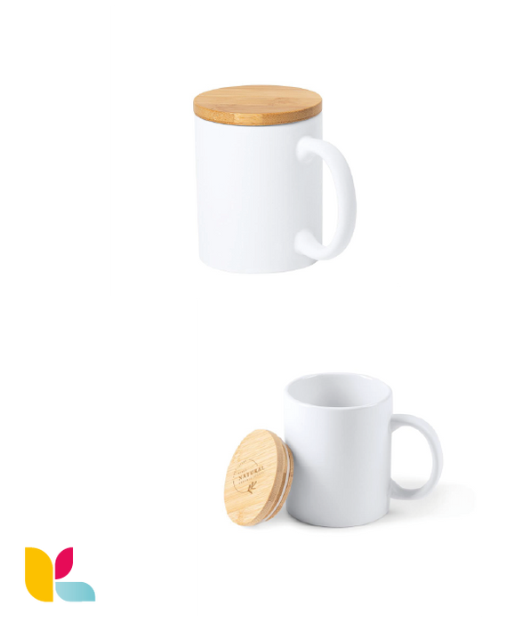 Mug with bamboo lid to personalize