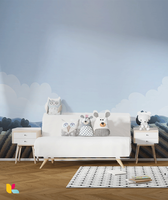Paysage Champêtre en Douceur – Illustration Harmonieuse et Relaxante