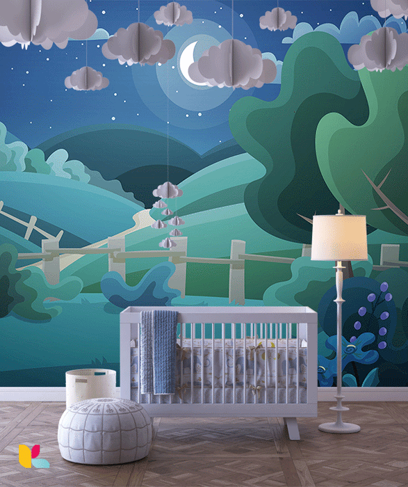 Paysage Nocturne – Illustration Enchantée sous la Lune