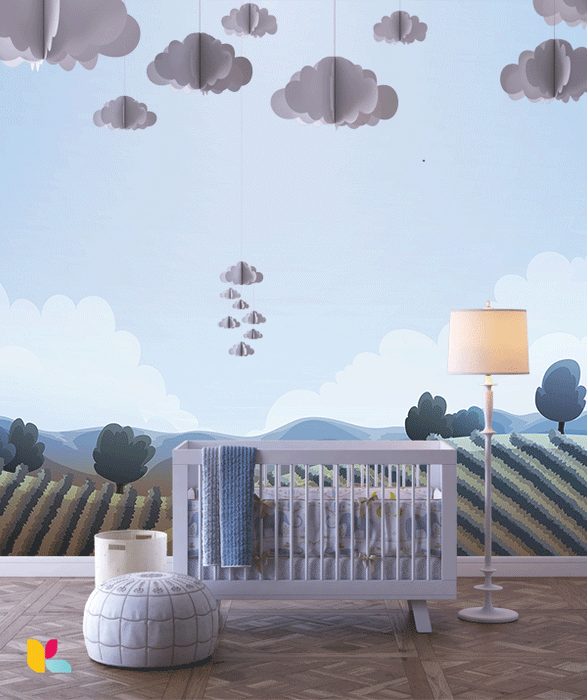 Paysage Champêtre en Douceur – Illustration Harmonieuse et Relaxante