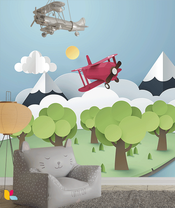 Illustration Poétique d’un Avion Rouge en Papier Découpé