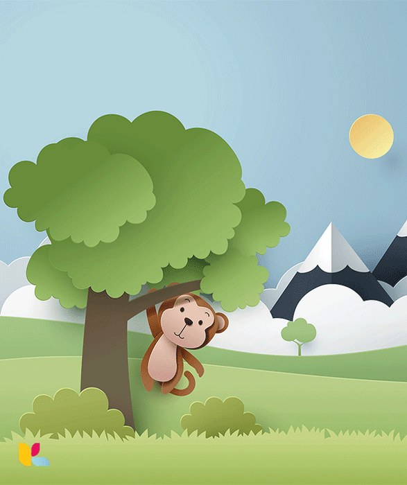 Illustration Mignonne d'un Singe Joueur en Papier Découpé