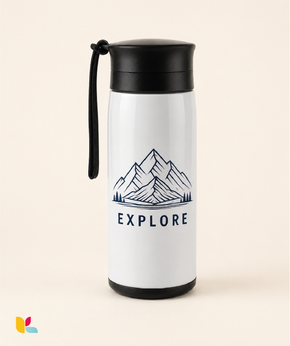 Thermos blanc personnalisable avec dragonne – 260 ml