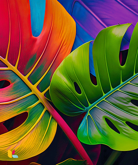 Papier Peint Feuilles Monstera Néon - Vibrance et Originalité en Haute Définition