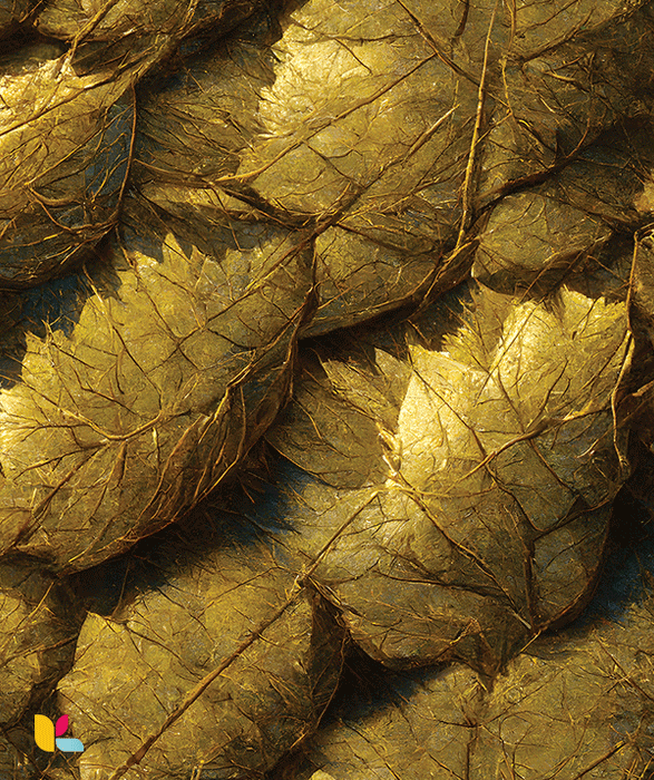 Papier peint aux feuilles dorées en relief