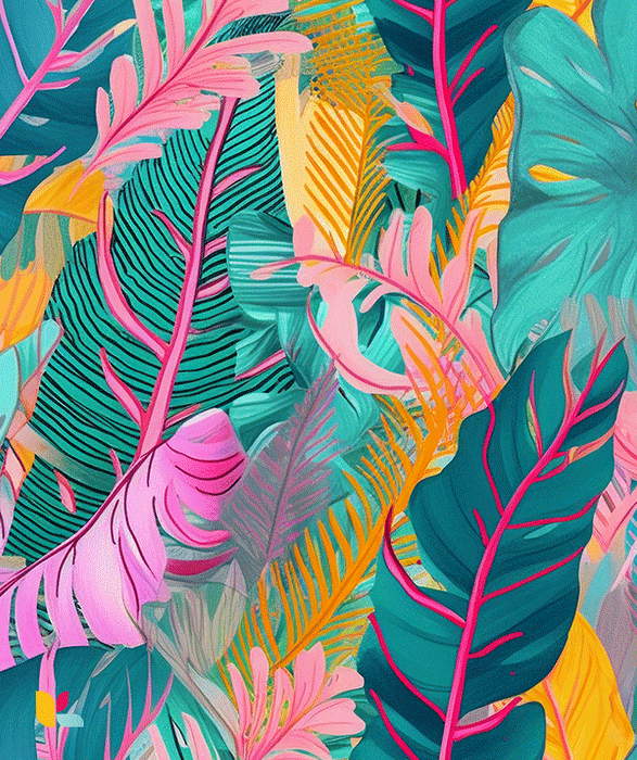 Papier Peint Jungle Pop - Explosion de Couleurs et Style Tropical