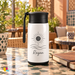 Exemple de thermos blanc 260 ml avec couvercle et dragonne noirs, personnalisé au prénom Rayan sur une table de café.