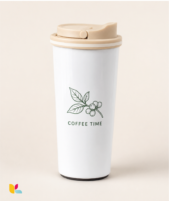 Mug isotherme blanc personnalisable avec couvercle – 500 ml